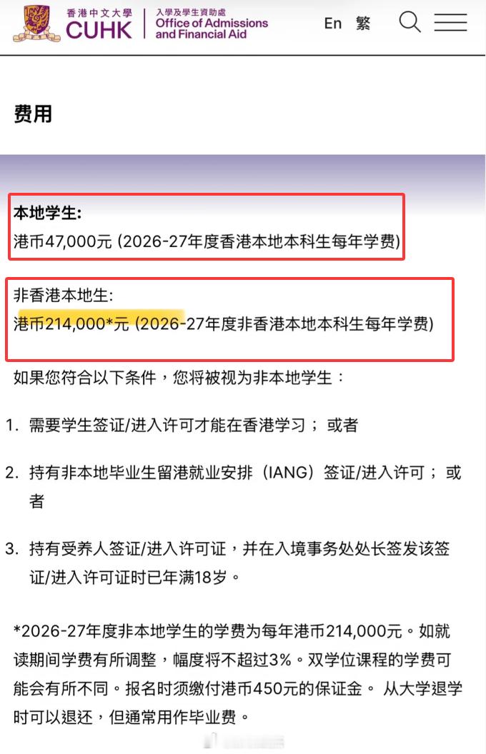 香港中文大学香港校区学费已经涨到21万港币。香港中文大学深圳校区学费明年也要涨到