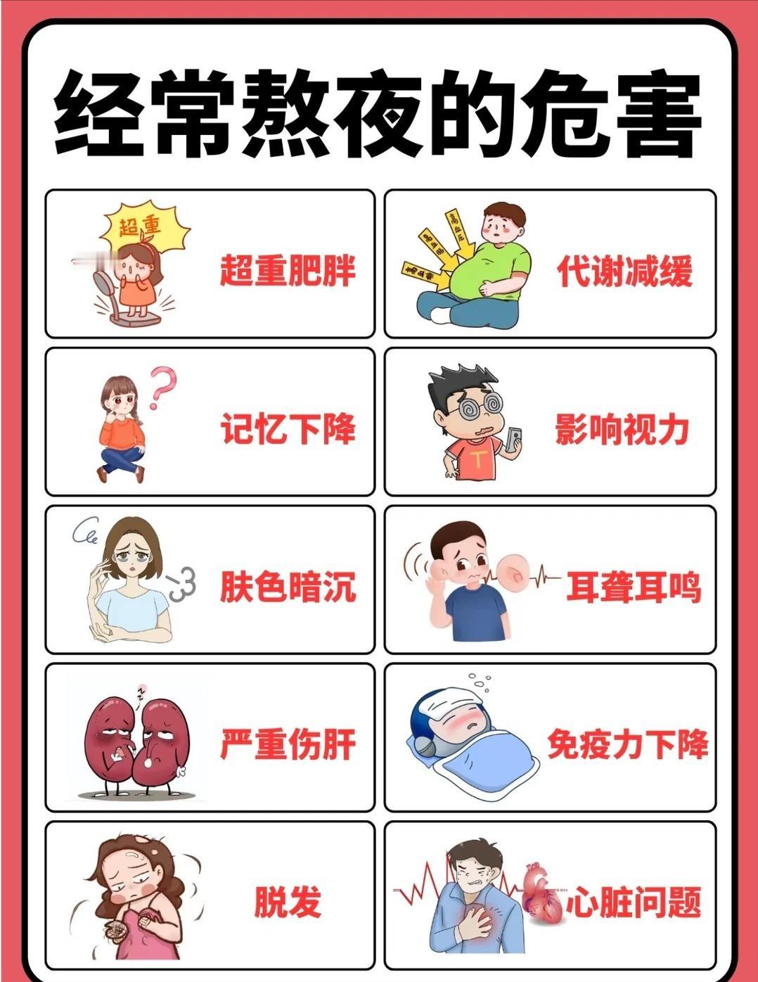 经常熬夜的危害，睡眠不足时身体的表现