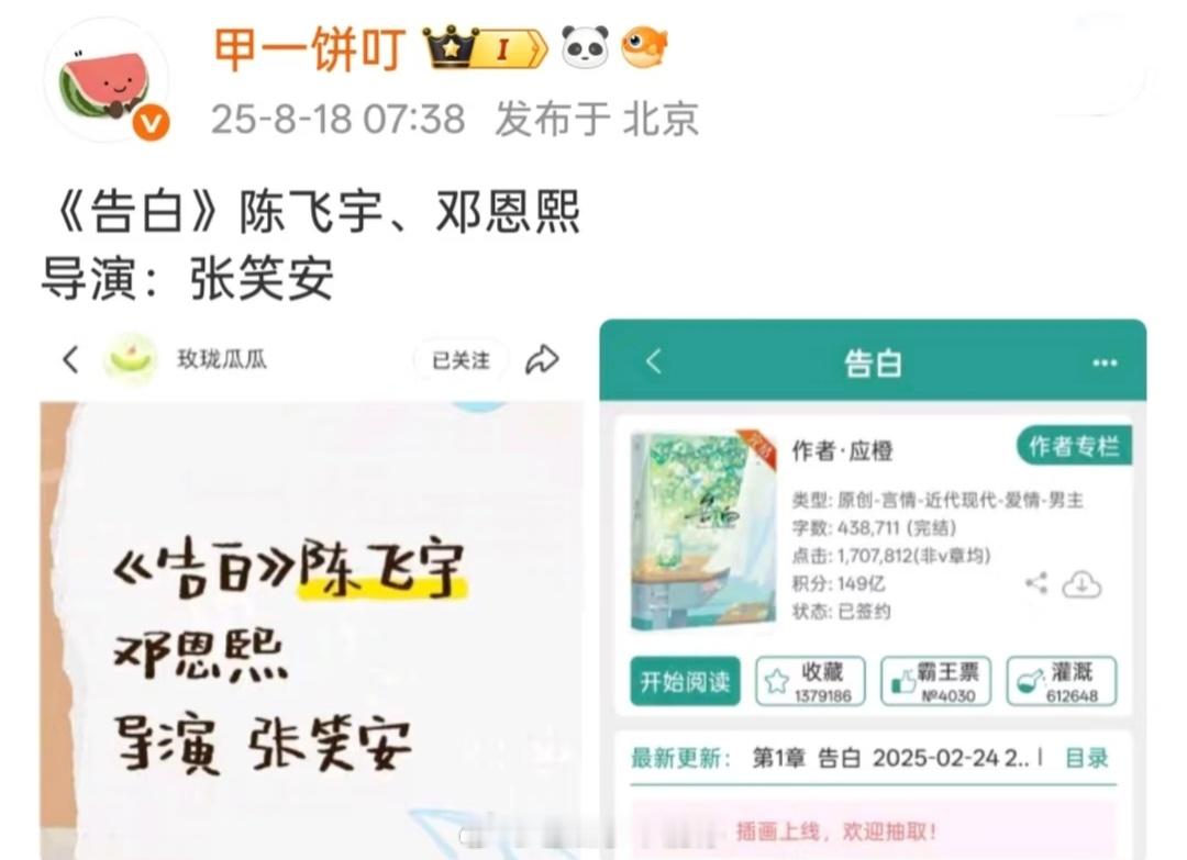 《告白》陈飞宇、邓恩熙，导演：张笑安，这个搭配怎么样？​​​