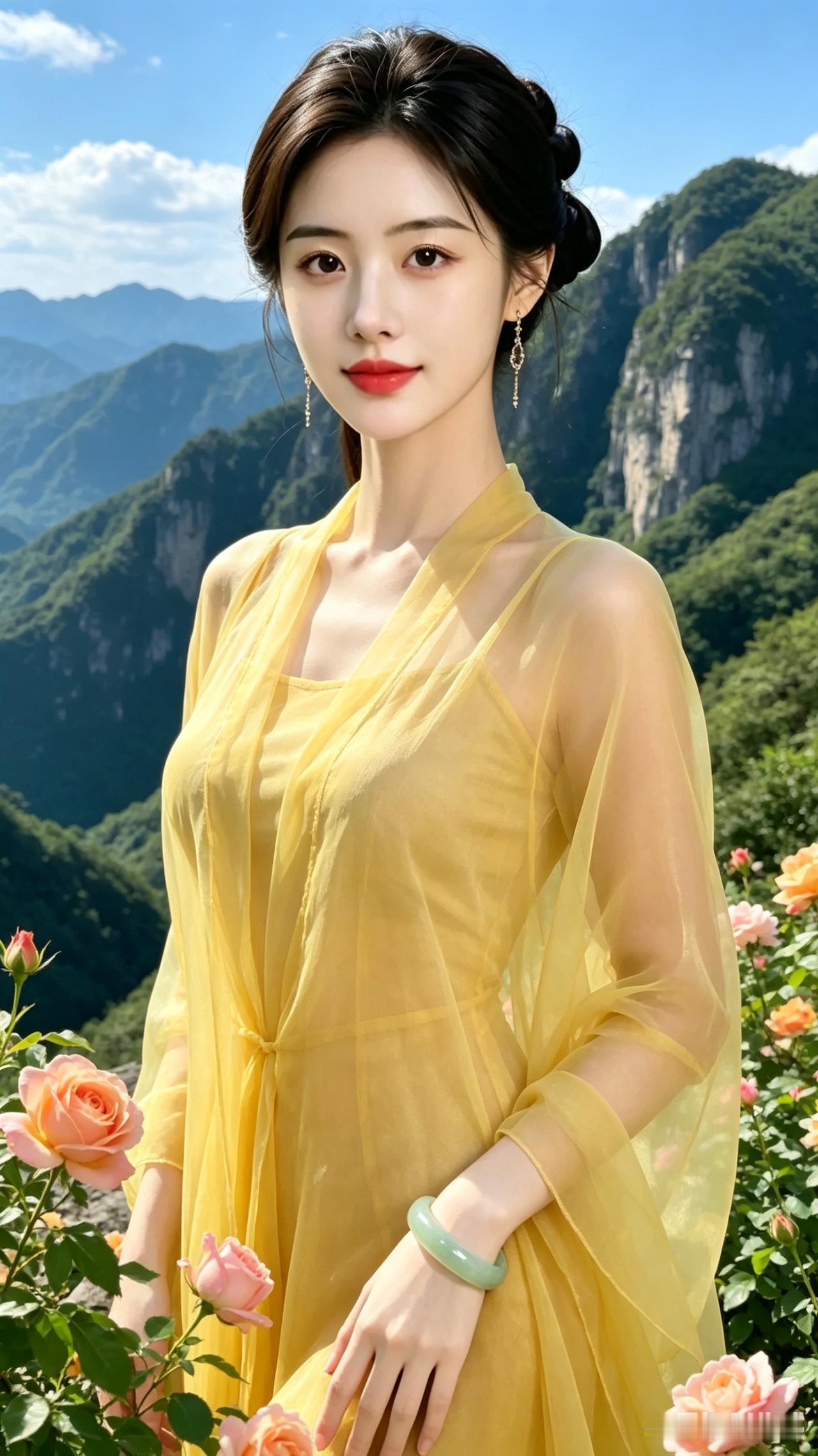 悬崖峰顶繁花盛放，层叠群山连绵不绝，藏着山河辽阔诗意陡峭喀斯特崖壁直耸山间