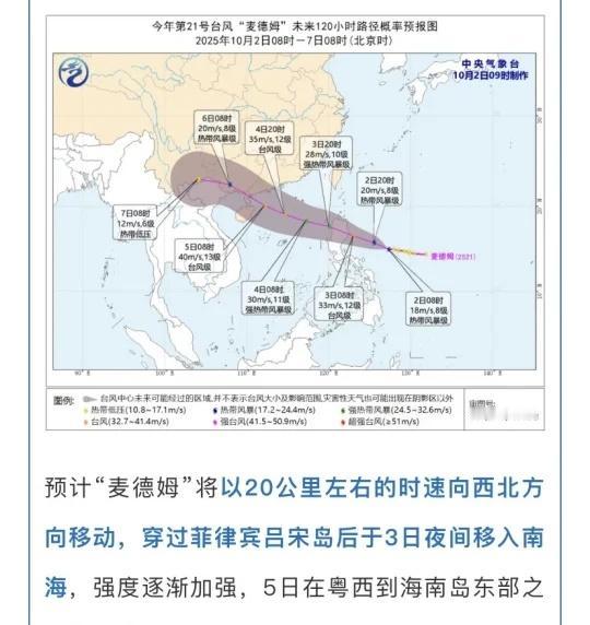 第21号台风“麦德姆”生成，或于5日登陆广东原位于西北太平洋洋面的热带低压已于