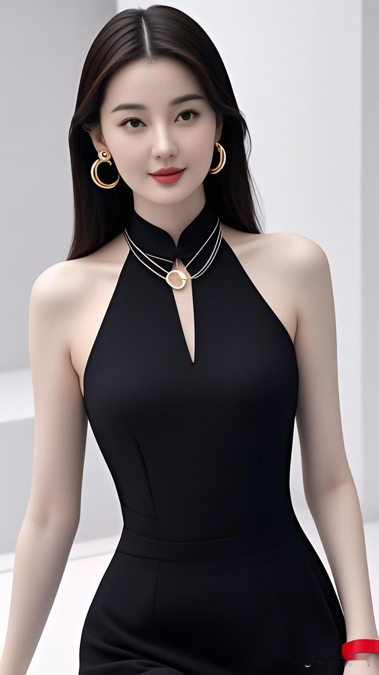 黑衣美人，金饰相映。如何穿搭显得淑女一点优雅黑裙穿搭，尽显都市女性魅力！