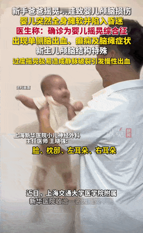 代价太大了！上海，一新手宝爸为了哄宝宝，就把他抱在怀里摇晃，接着就给放回床上，可