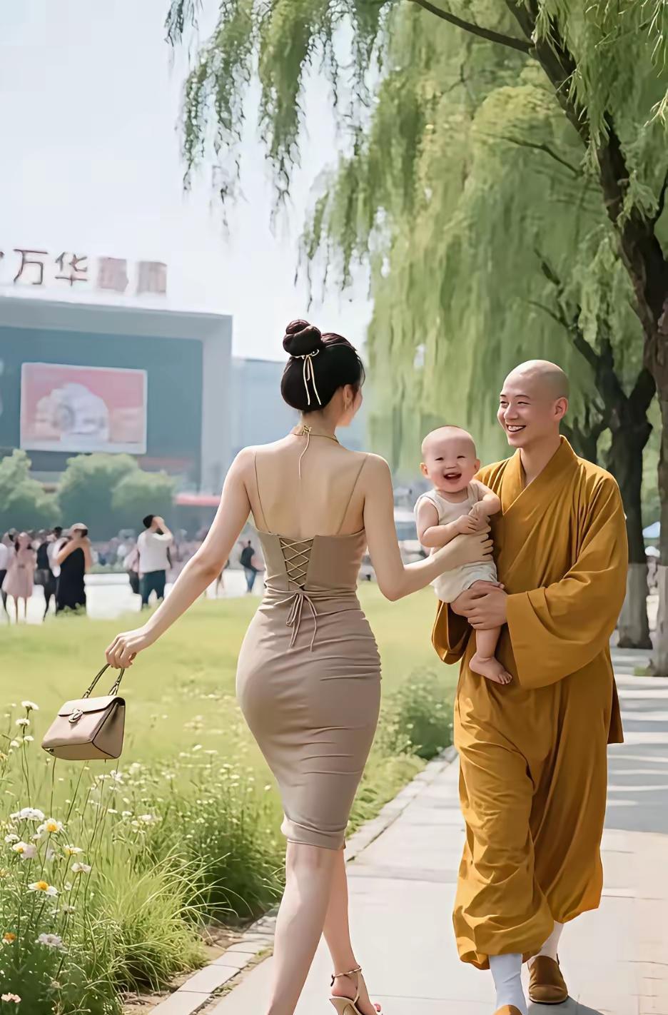 Al的神奇功夫，美女、和尚、小宝贝“捆绑”成一家！[捂脸哭][捂脸哭][捂脸哭]美女身