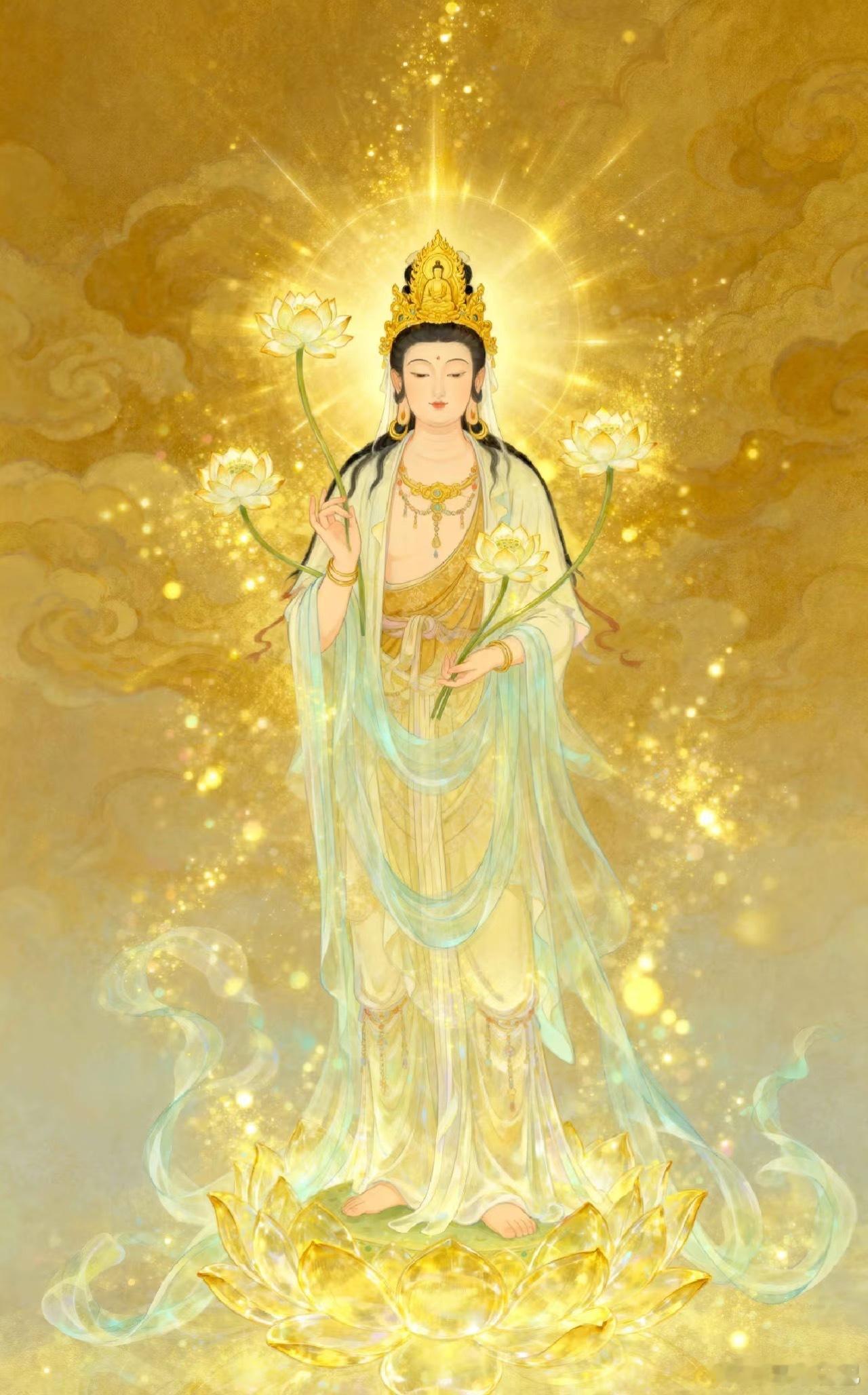 吉日礼拜观世音菩萨；菩萨慈悲加持，保佑你远离苦厄，福慧双增，平安喜乐！