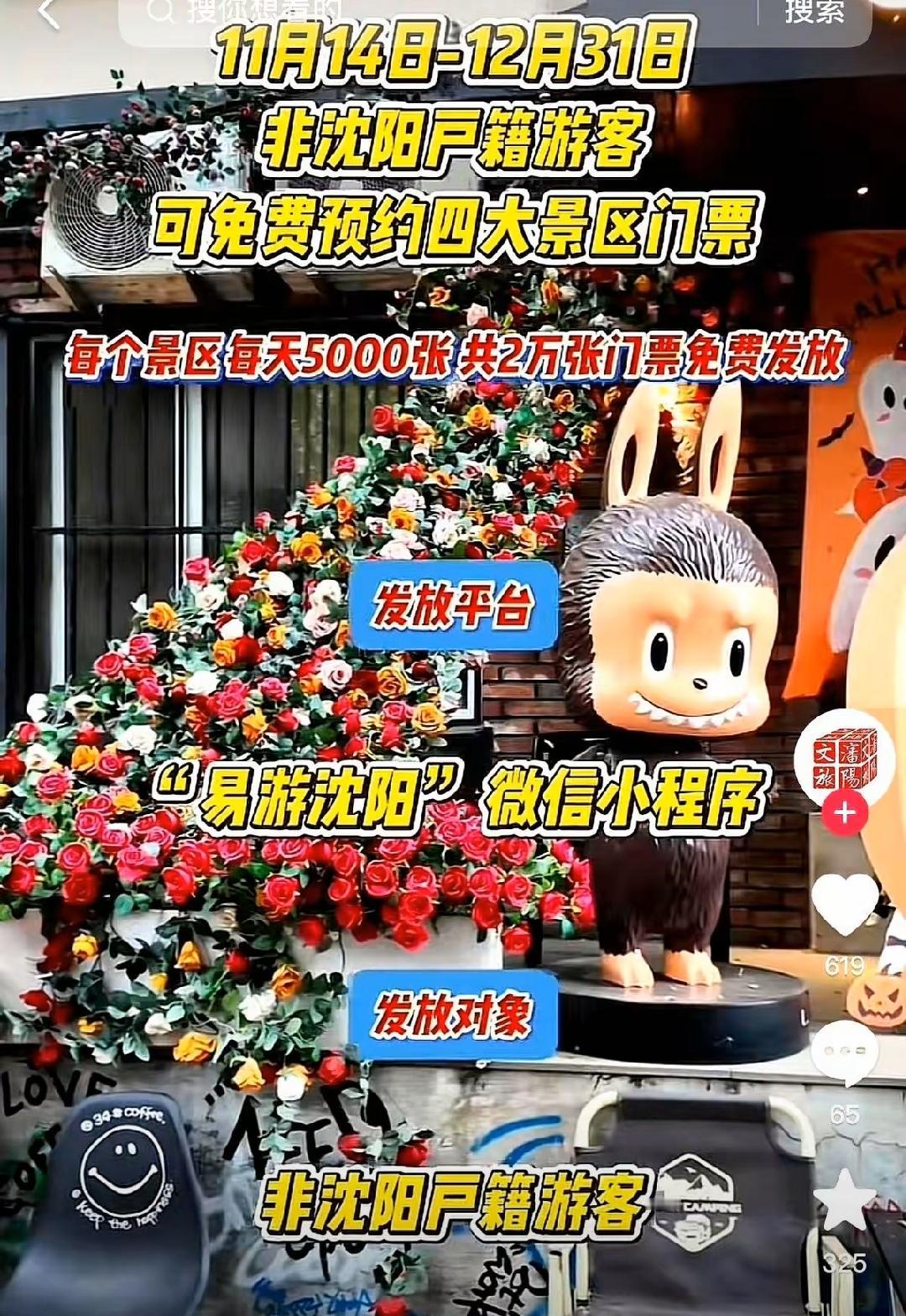 大沈阳的格局整开了，11月14号到12月31号，非沈阳籍的游客可以在易游沈阳微信