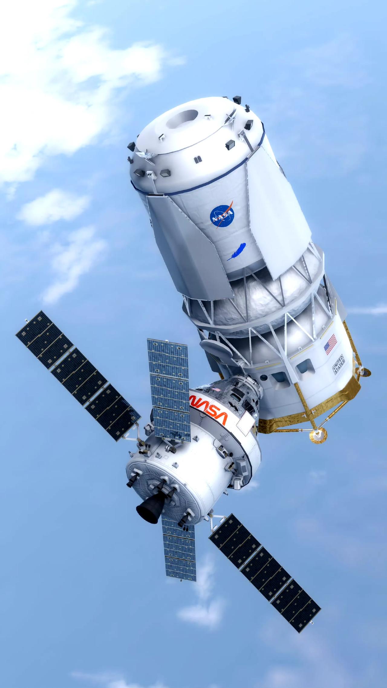 老美未来有可能的登月飞船和月球着陆器HLS的对接方式，看这造型主打一个随心所欲，