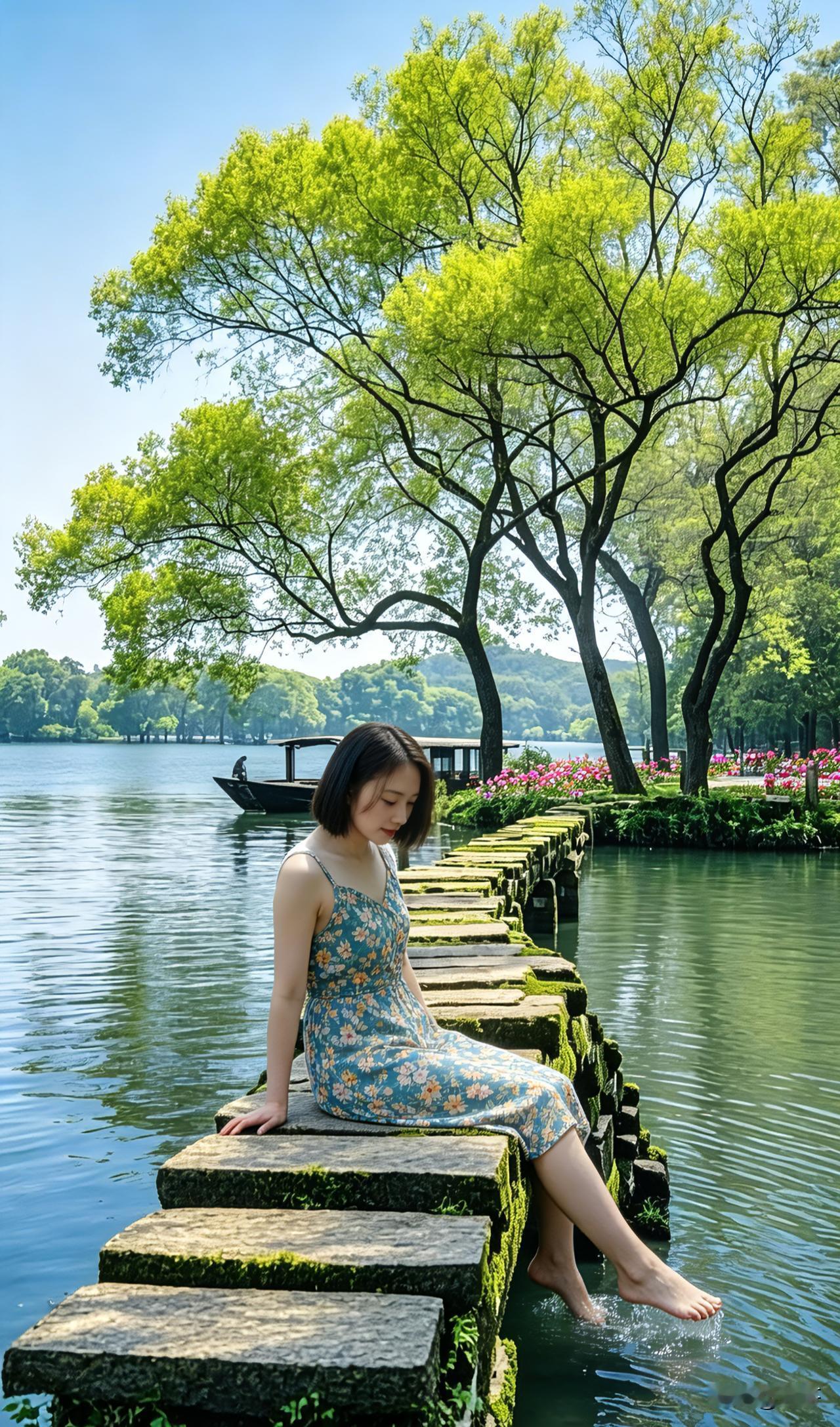 夏日小桥流水，藏着最治愈的人间温柔夏日的风，轻轻拂过乡间的石桥，清澈的溪水
