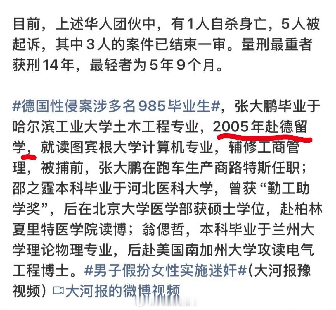 德国性侵案涉多名985毕业生这主犯张大鹏2005年就出国留学了，20多年都在国外