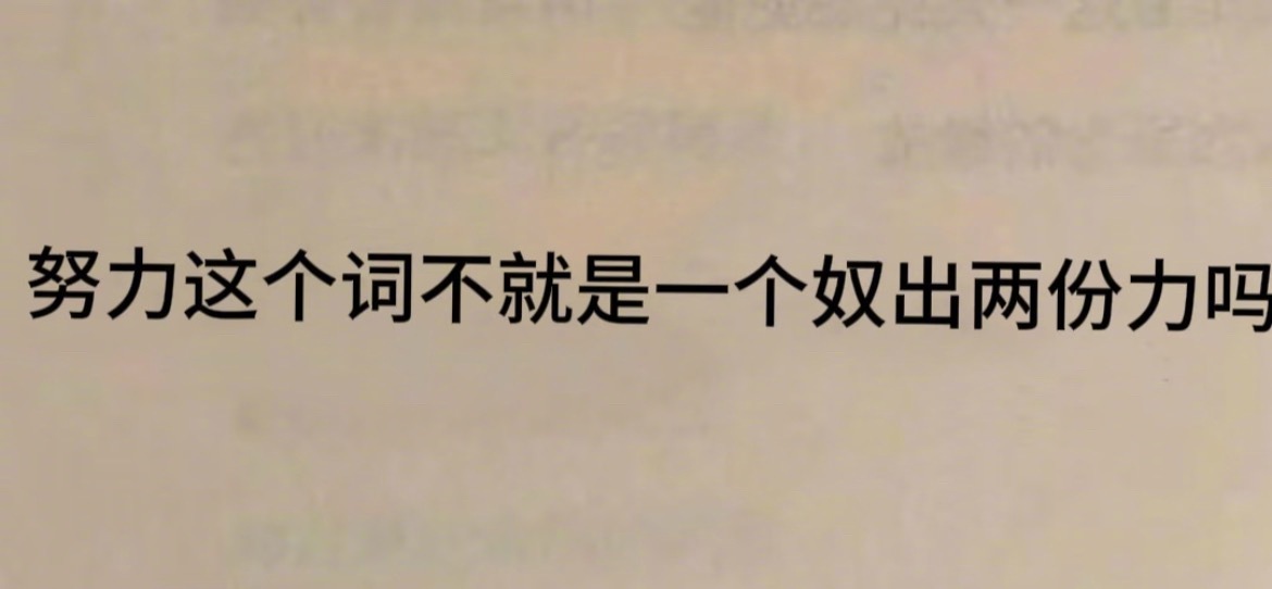 “努力这个词不就是一个奴出两份力吗”​​​