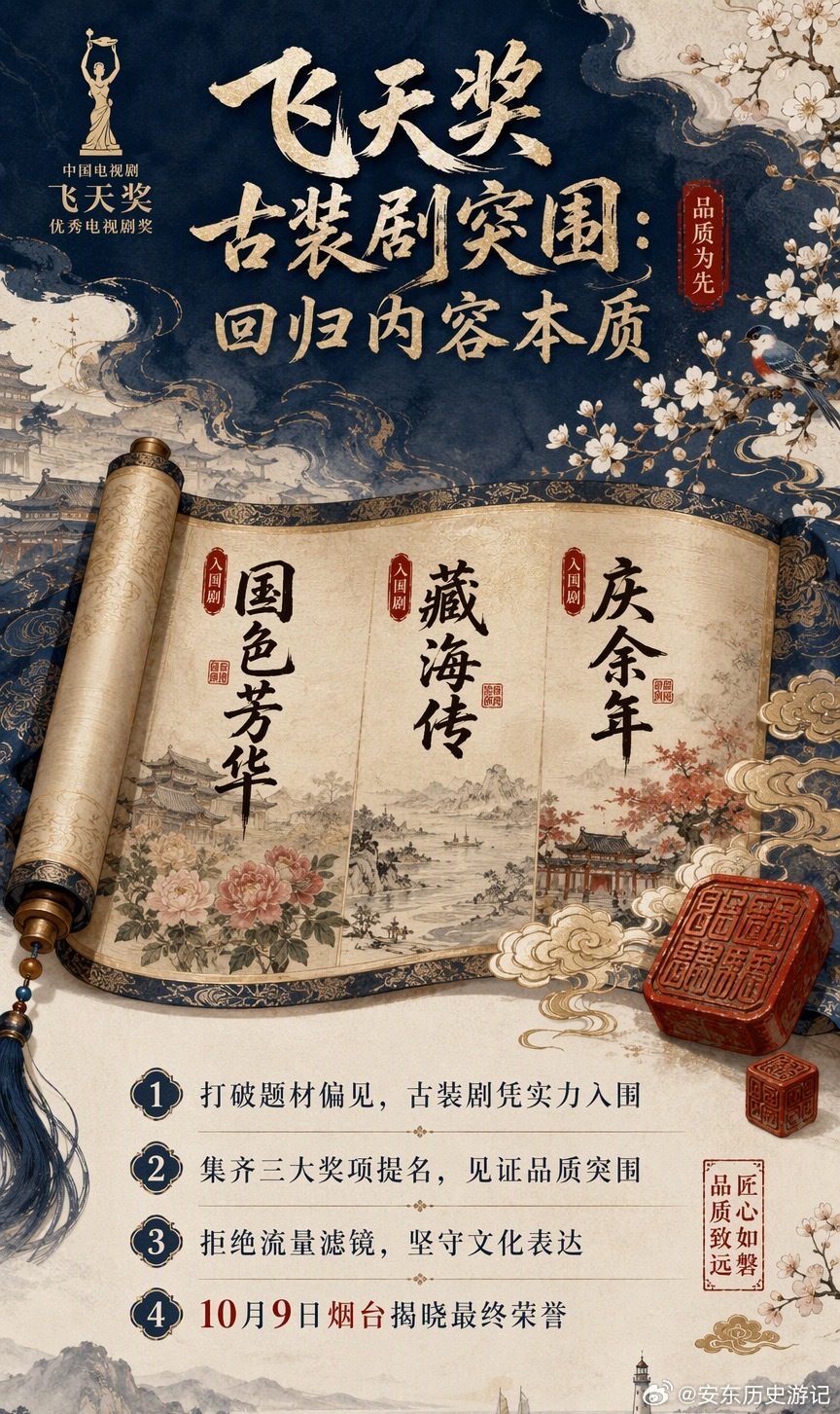 第35届飞天奖提名名单公布，古装剧的突围成了这次“行业体检”中最显眼的信号。《藏海传》《国色芳华》《