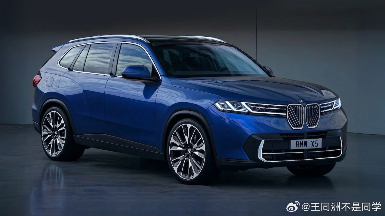 全新宝马X5渲染图鼻孔小了，灯变长了细节是没有隐藏门把手，很好比例还是优雅的，但