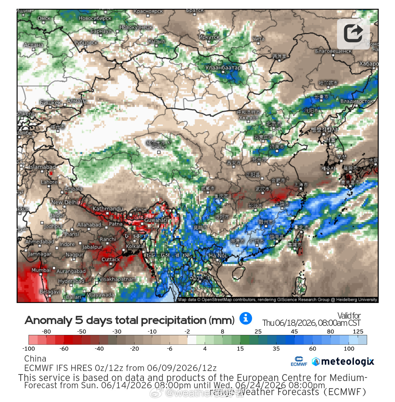气象观察团【江南梅雨开启倒计时】下周，副热带高压将开始西伸北抬，副高边缘将有大量
