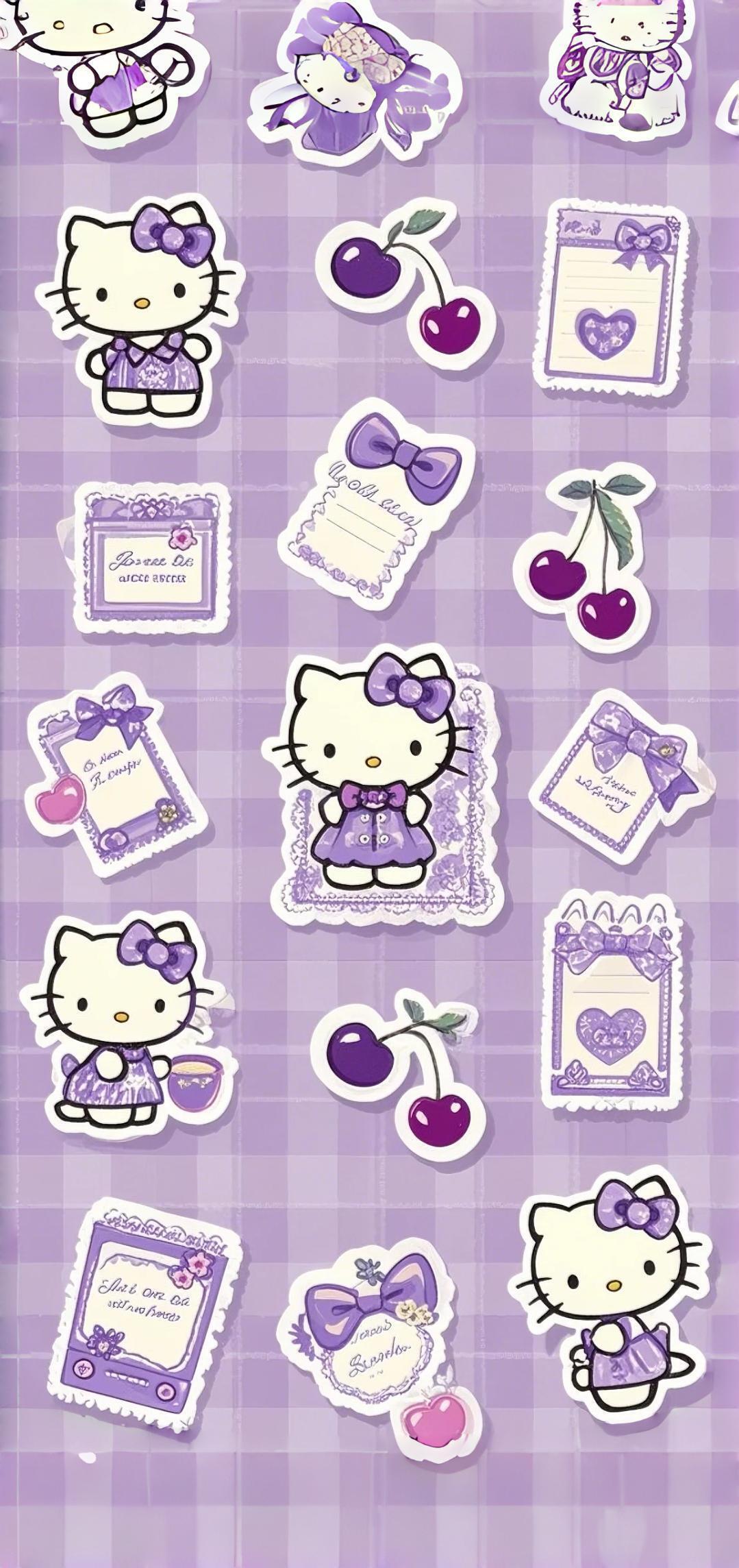 紫色系Hellokitty手机壁纸分享