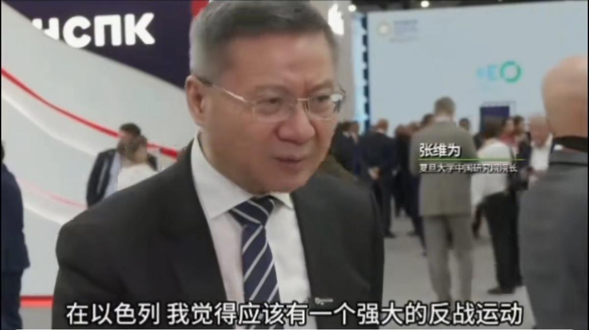 张维为：在以色列，我觉得应该有一个强大的反战运动。我希望以色列国内能够产生这样的