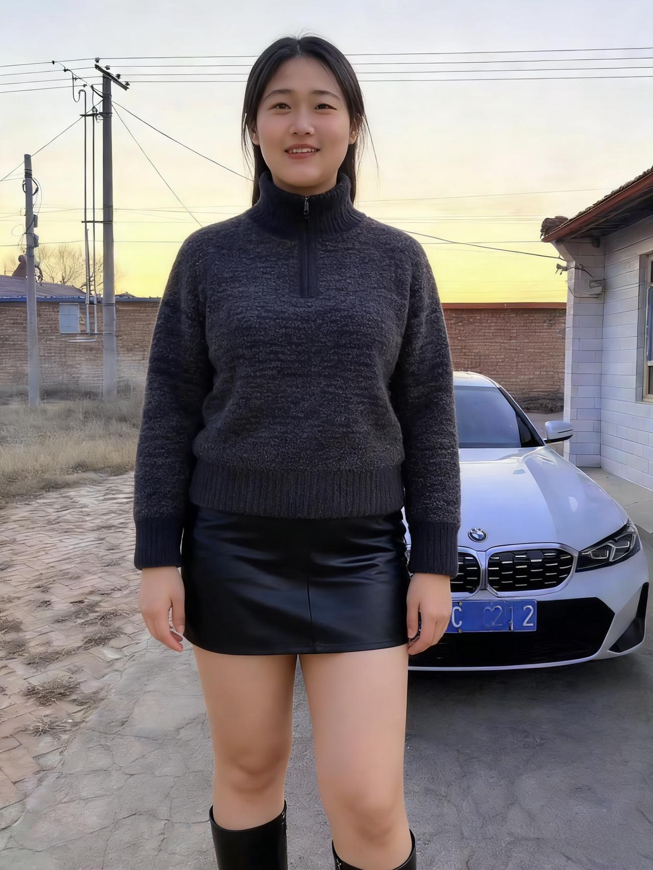 宝马银辉映土墙，佳人衣袂皂角香。砖阶立尽冬风软，笑靥如花融冰霜。