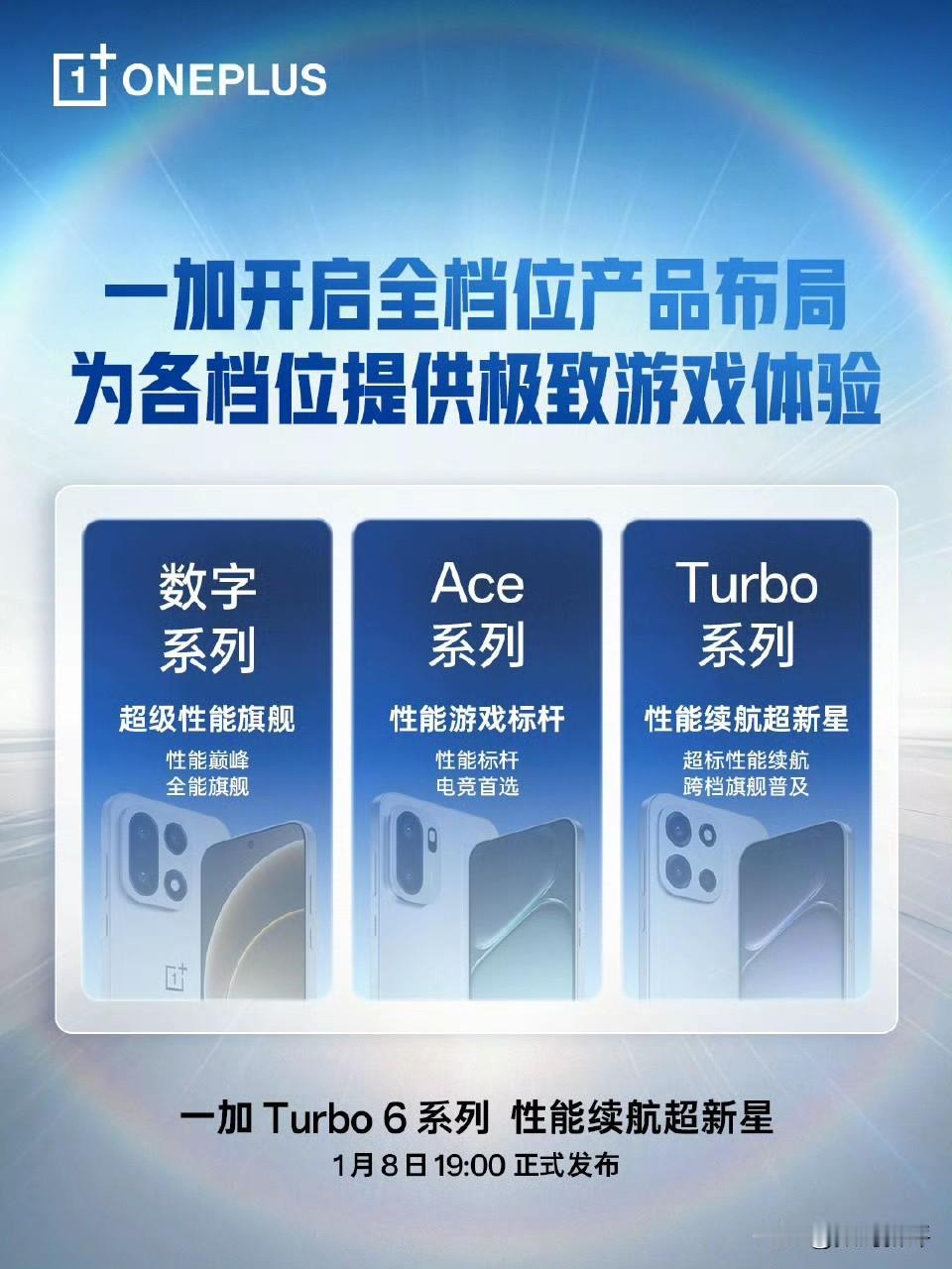 一加布局全价位产品[滑稽笑]数字系列是顶级旗舰，ACE系列是次旗舰，turbo系列