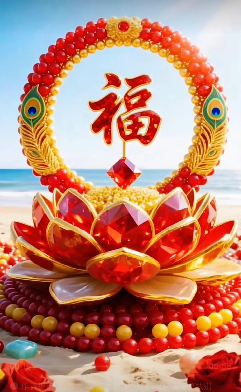 沙滩上的浪漫祝福，幸福满满！