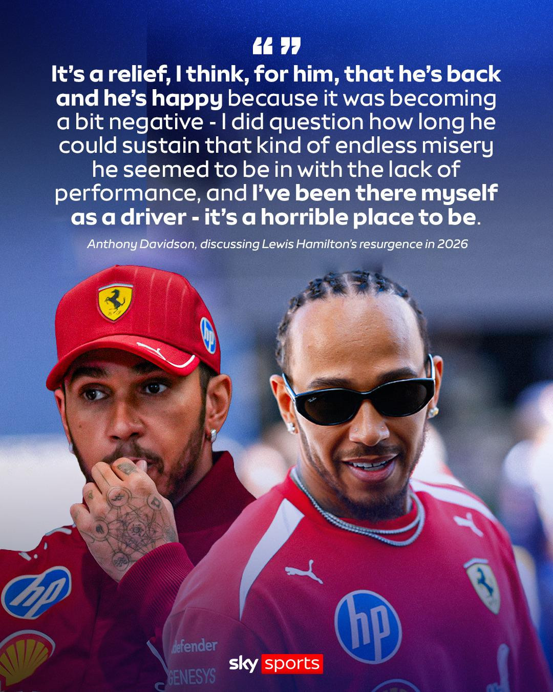 f1安东尼·戴维森在谈汉密尔顿2026年状态回升时说的一段话：👇“我想，对他