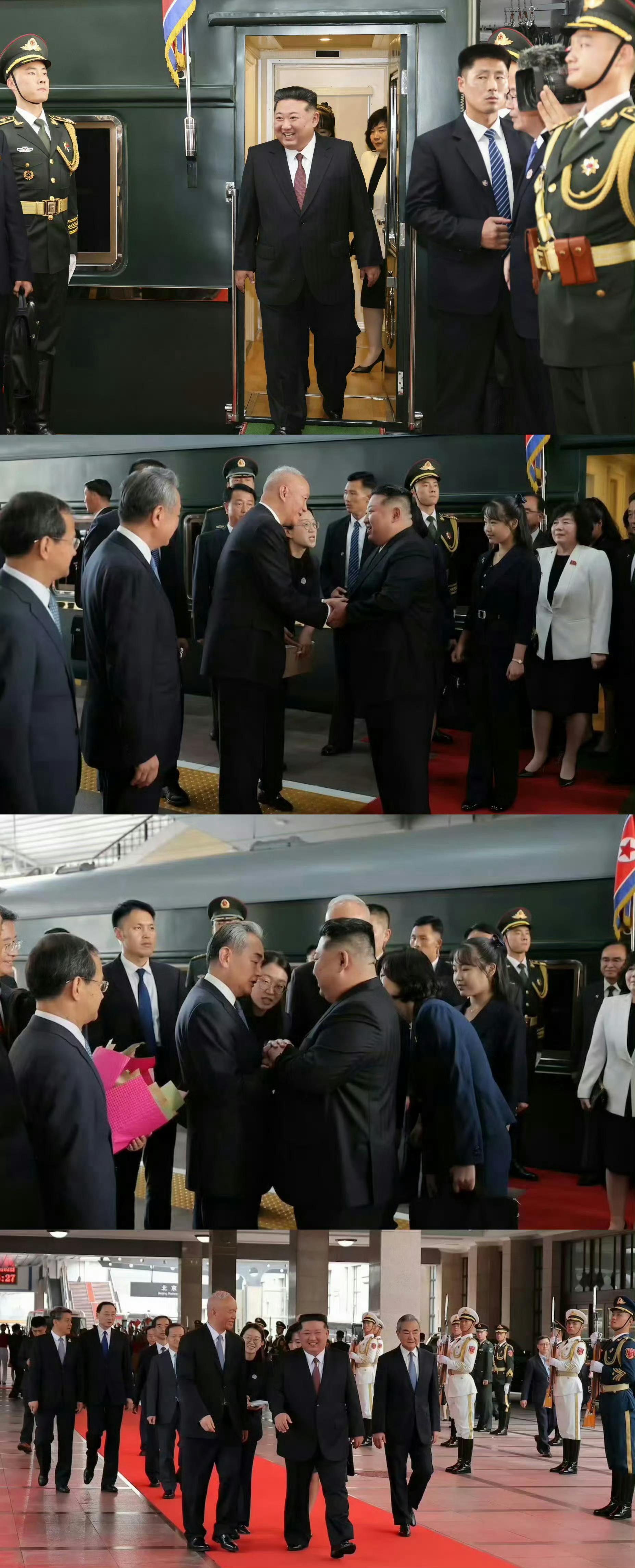 金正恩抵京穿上帅气西装带着闺女来了金正恩出席抗战胜利纪念活动​​​