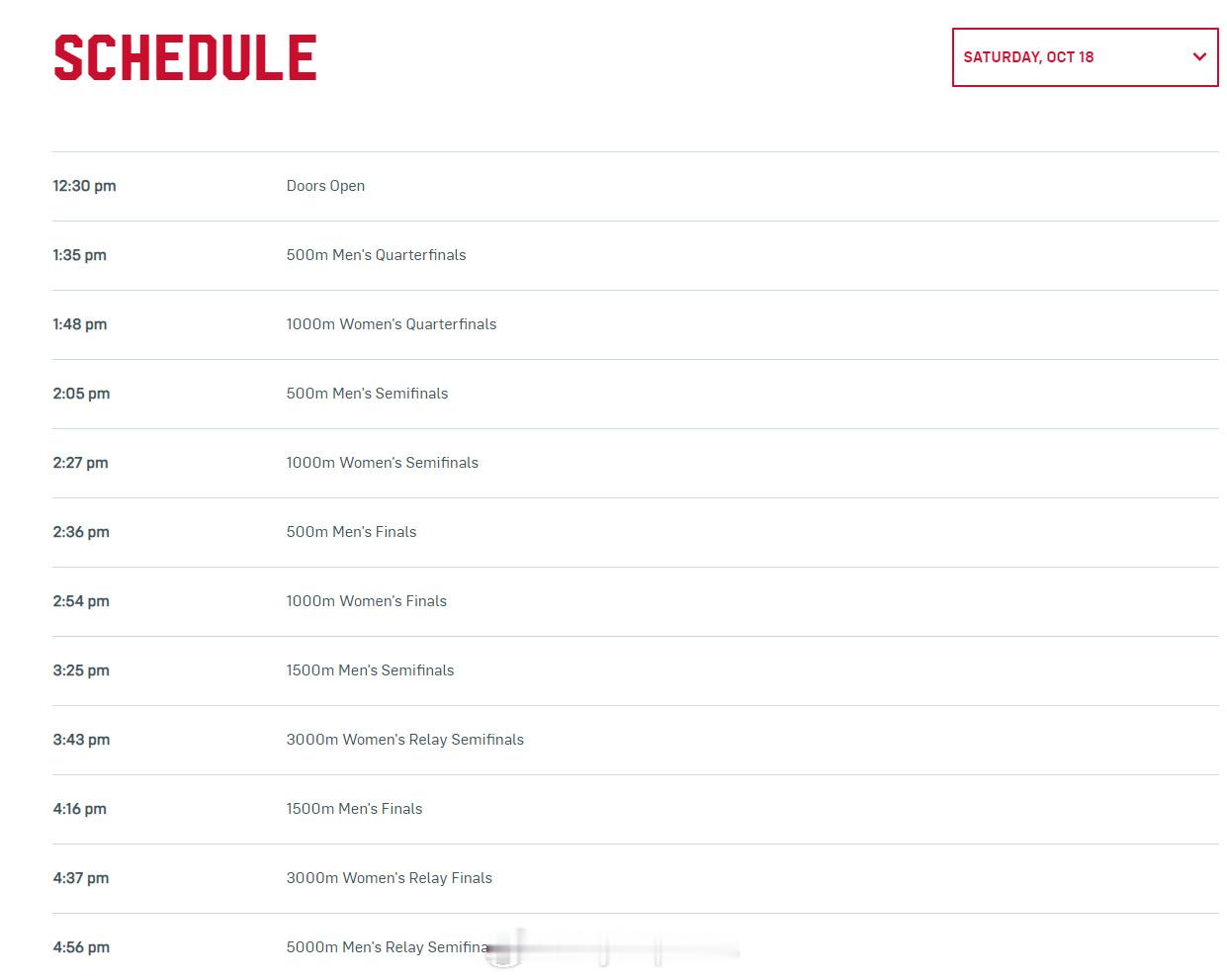 【短道世巡赛第二站赛程】短道速滑世界巡回赛10月16-19日，新赛季短道速滑世