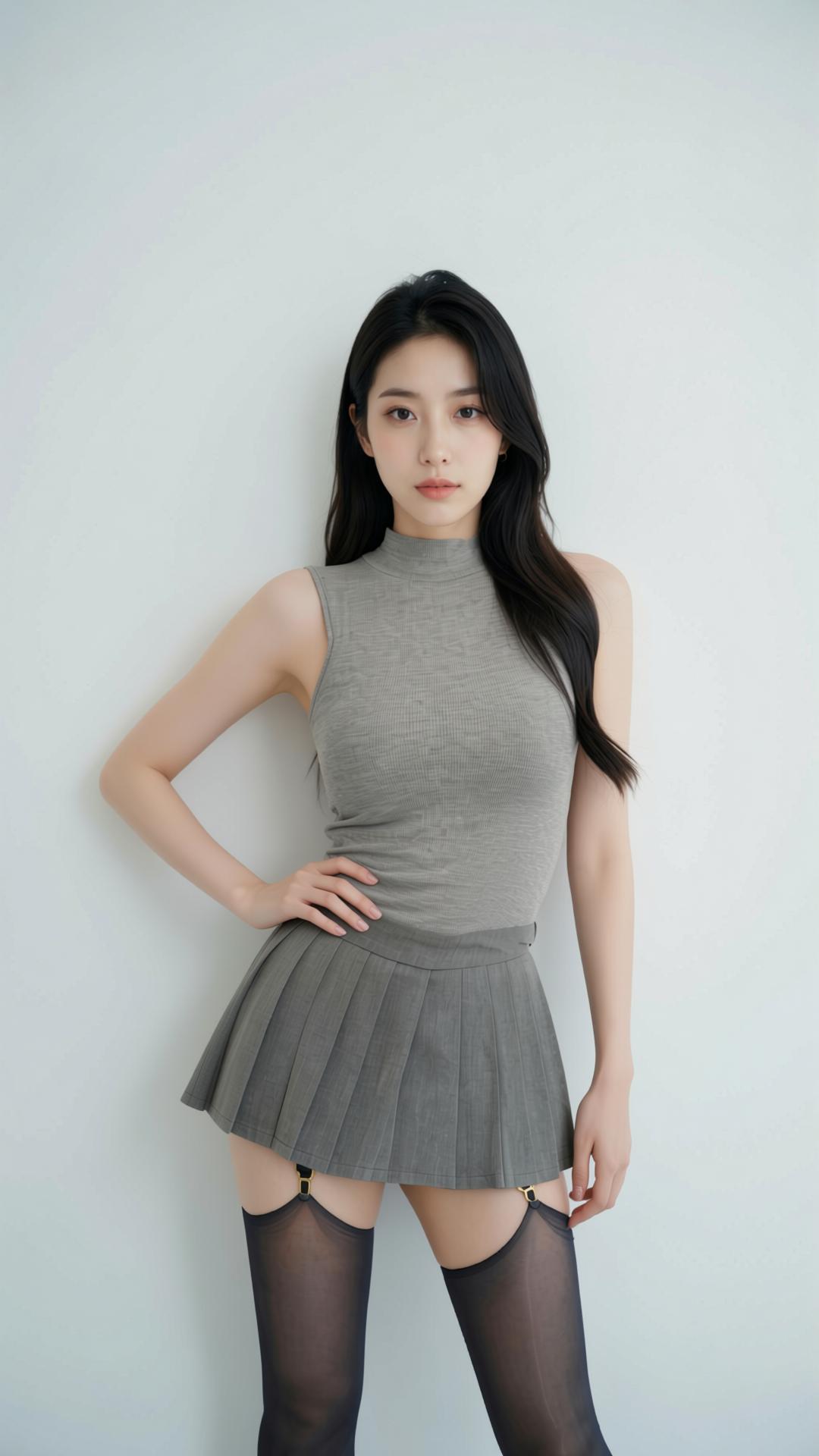 辣妹穿搭秀身材穿搭dou有好身材灰色短裙搭配