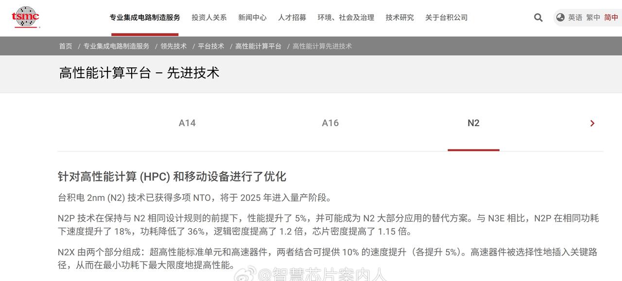 台积电N2P制程的官方目标：-vsN2，性能提升5%-vsN3E，