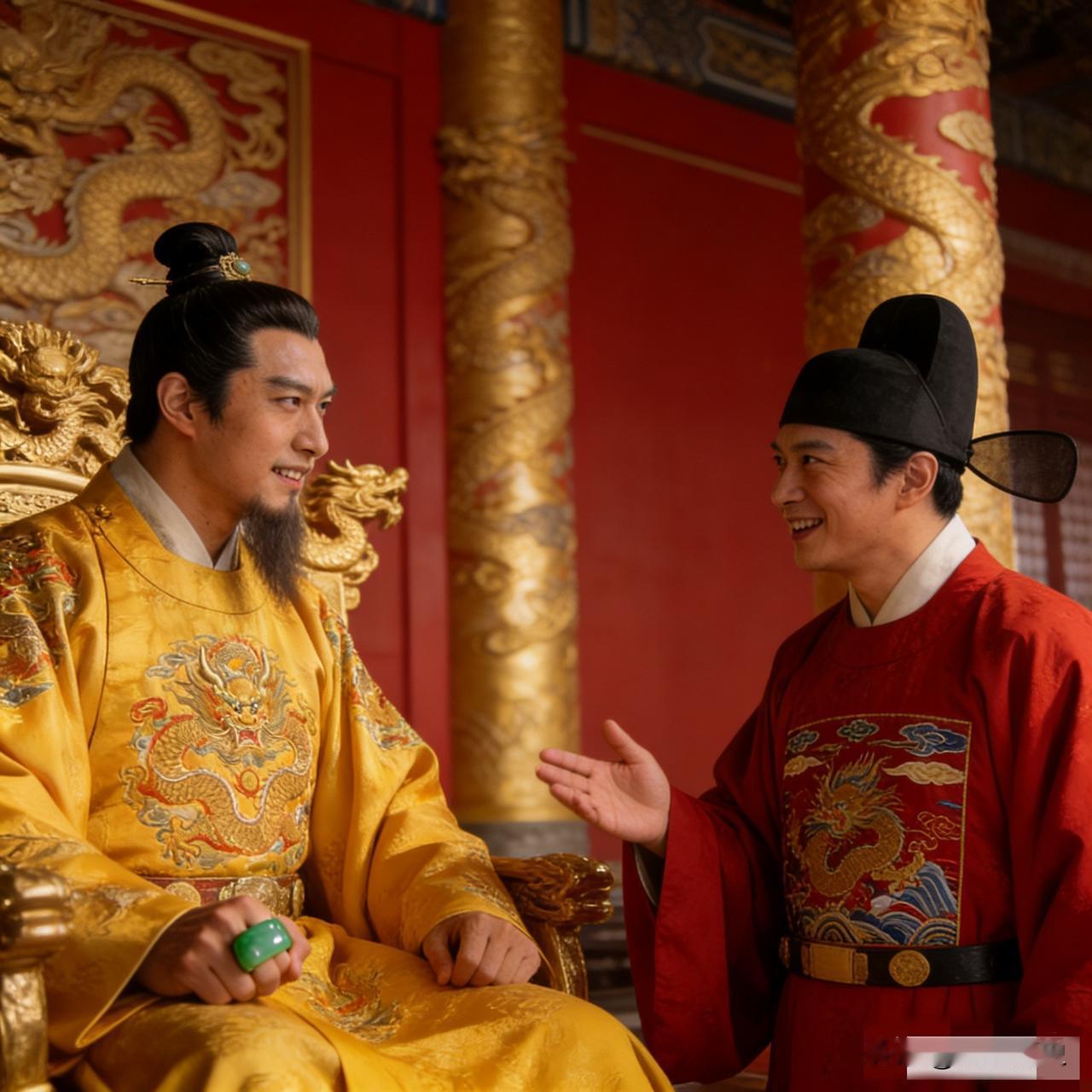 明朝，一位外国使臣前来访问，提议比酒量，朝中大臣无人敢应战，朱棣大怒。这时，一位