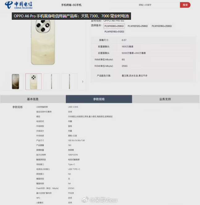 OPPOA6Pro已经进了中国电信的终端产品库，既然主打中端机型，我觉得要是