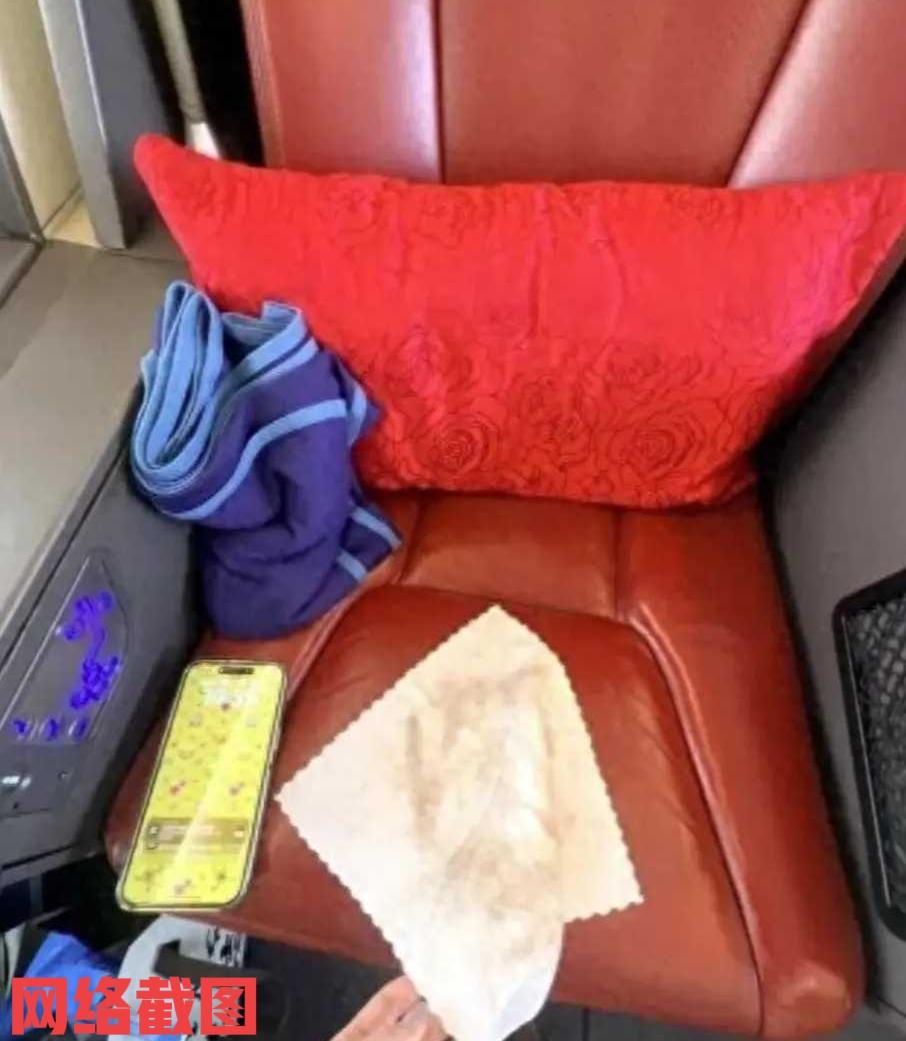 女子乘座高铁加钱选位商务座。只是女子这个人比较细心干净，一进到商务座时就看到