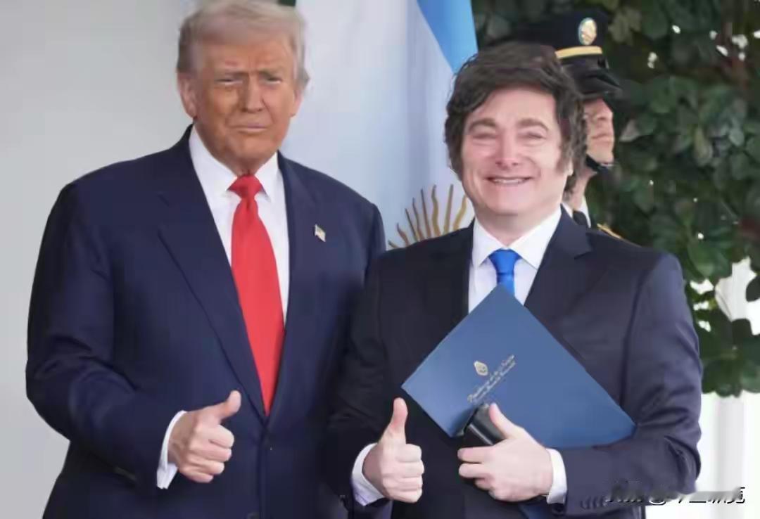 这伙计难得露出笑容，平时的照片都是一脸愤怒，一脸疲惫。阿根廷总统米莱中期选举胜