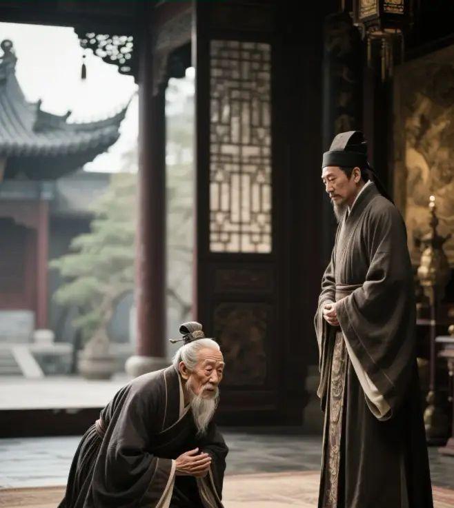 1565年，85岁的严嵩被抄家，儿子严世蕃被处斩。严嵩跪在徐阶面前哀求：“能否留
