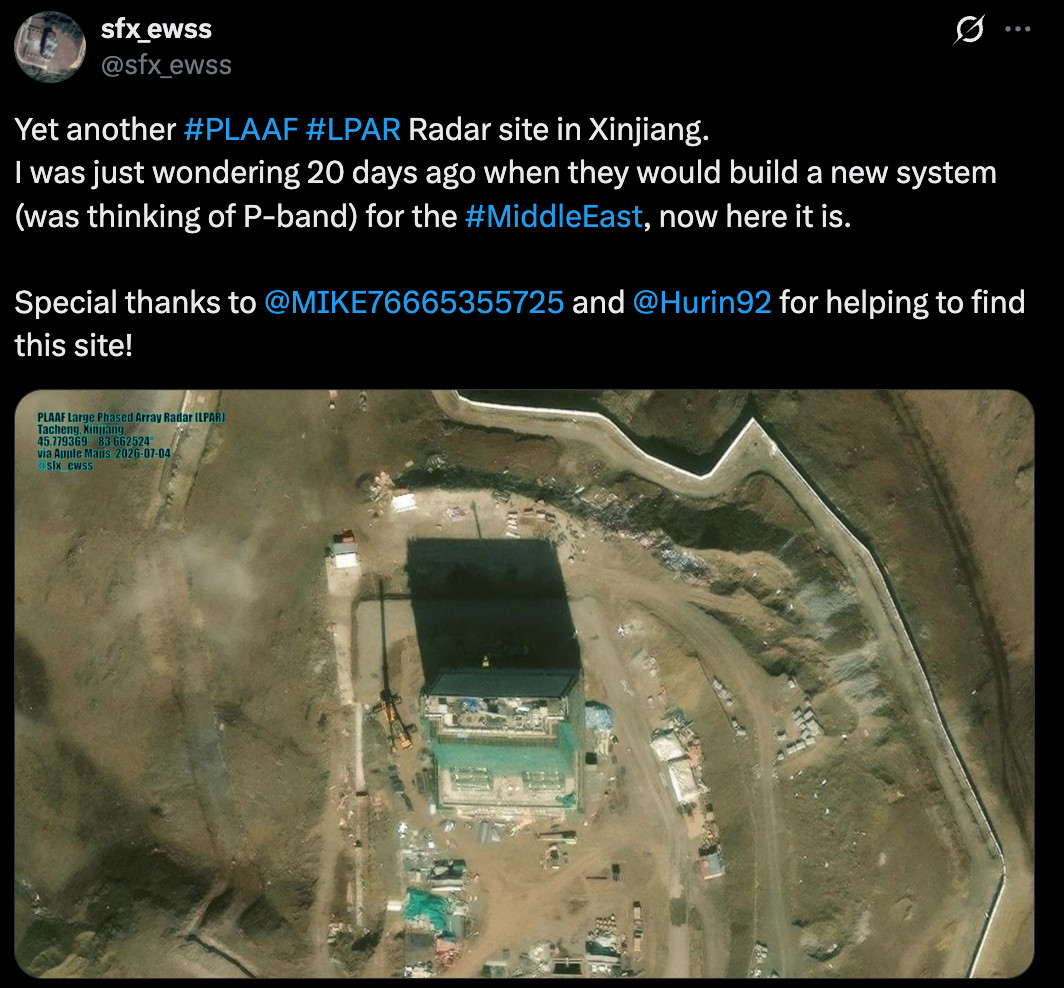 西部某地又一个PLA空军LPAR远程战略预警雷达站图源推特烽火问鼎计划
