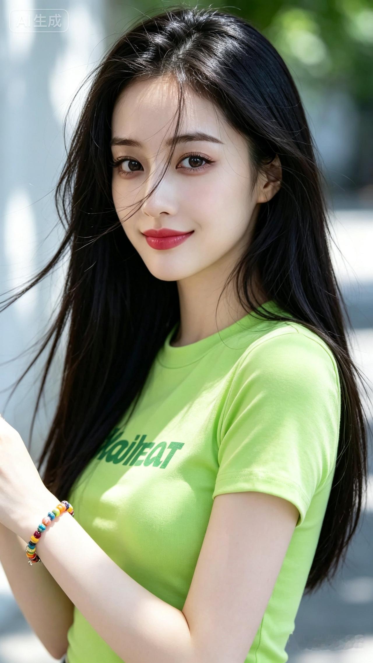 元气少女穿搭指南，清新绿色T恤，元气满满！🌞👗