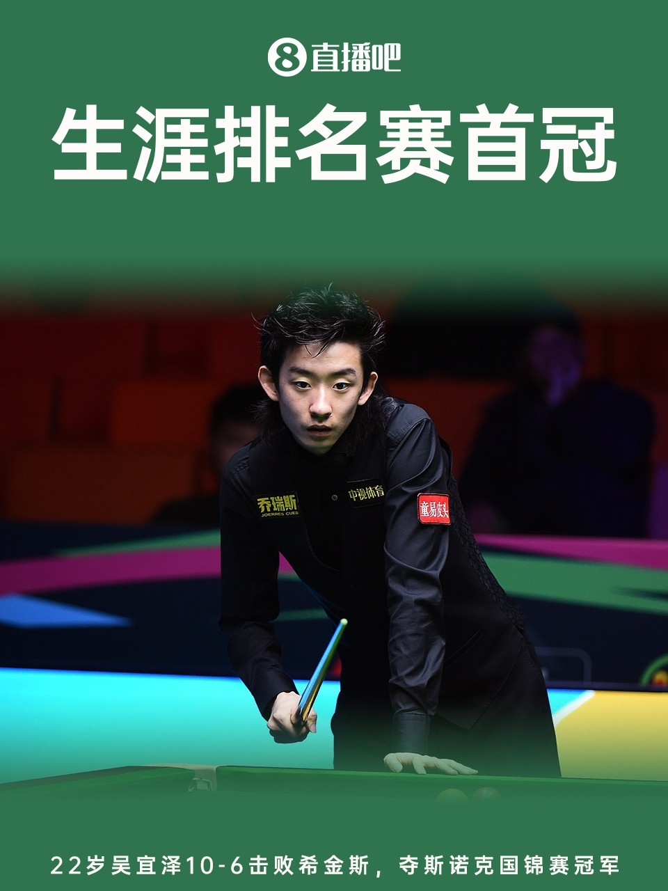 生涯排名赛首冠22岁吴宜泽10-6希金斯, 夺斯诺克国锦赛冠军