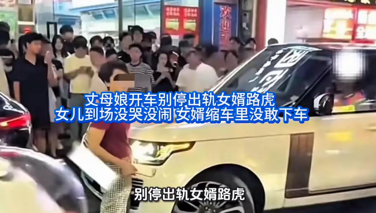 丈母娘开着自家车，硬生生把女婿那辆路虎别停在了大马路上，女儿随后赶到，一滴眼泪没