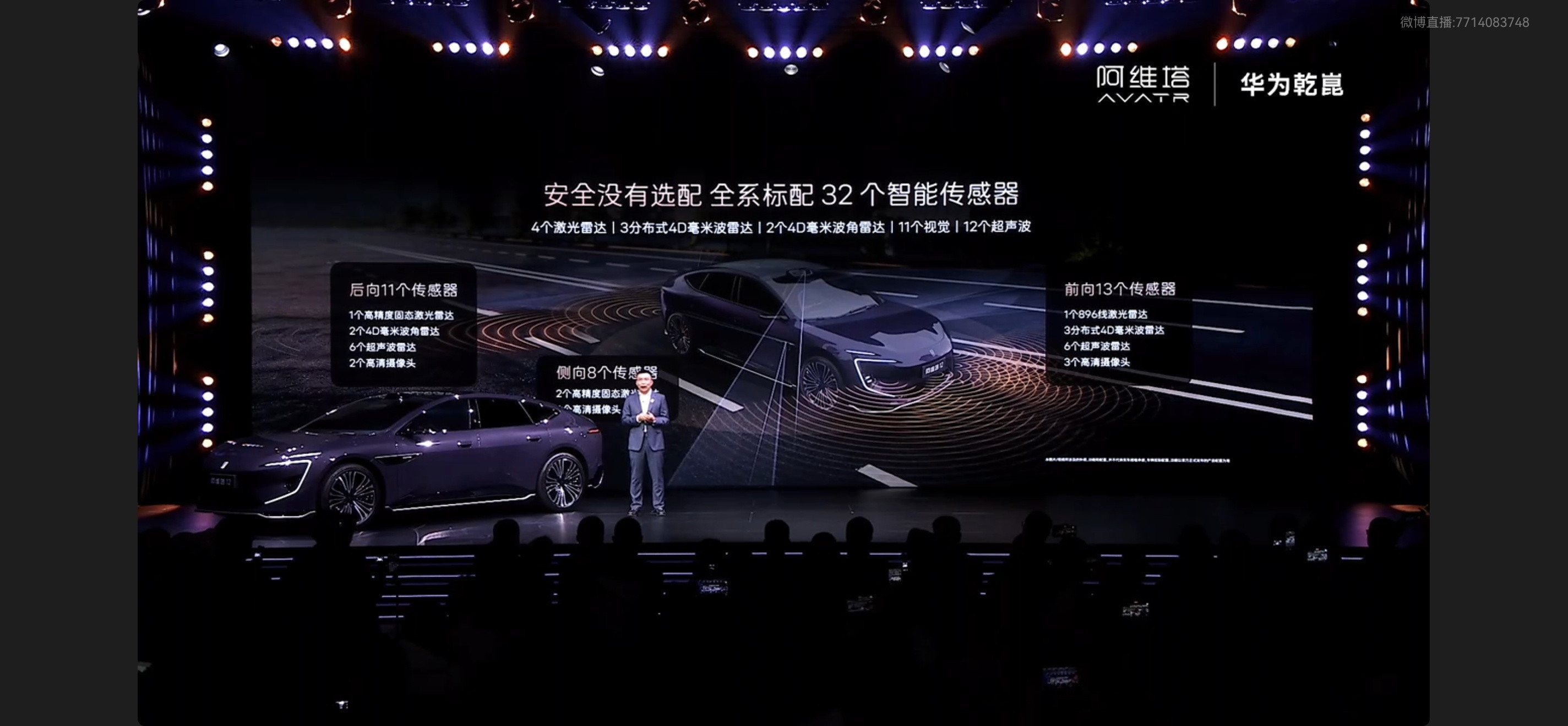 全系标配32个传感器，4颗激光雷达，没有任何选配套路。华为乾崑这896线双光路激