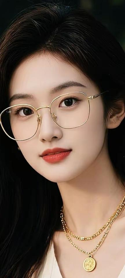 优雅气质，金饰闪耀，眼镜文艺，红唇迷人