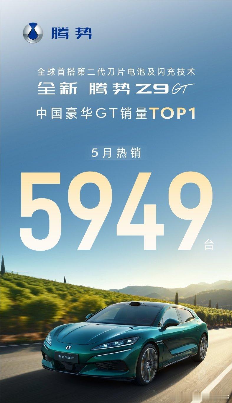 全新腾势Z9GT5月热销交付5949台，连续两个月斩获中国豪华GT市场销量TO