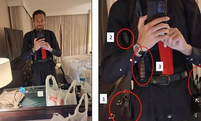 白宫记者晚宴袭击前，枪手房间内自拍照片公布美国司法部公布了一张照片，称这张照