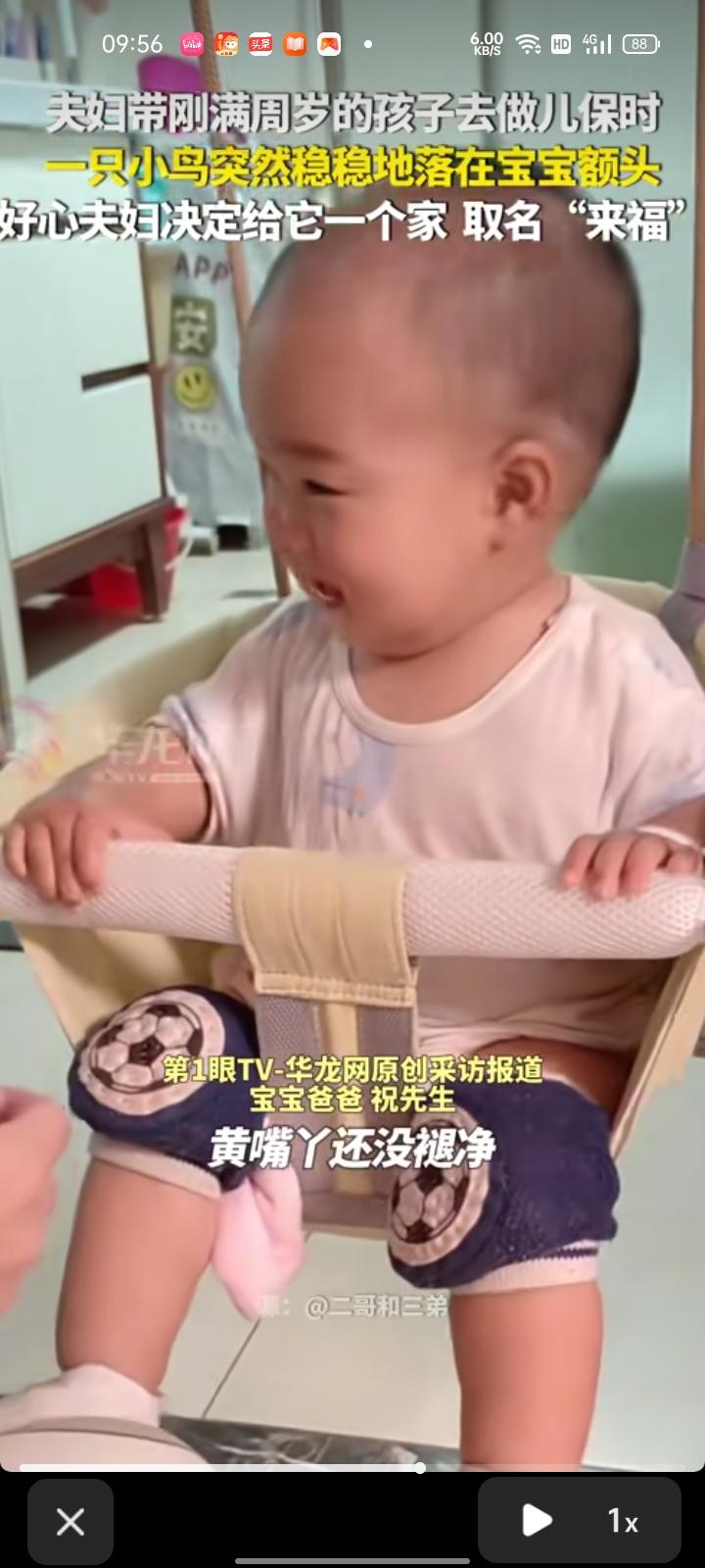 6月14日，吉林长春。夫妻俩带刚满周岁的宝宝做儿保，宝宝吃奶过程中看着窗外喊“鸟