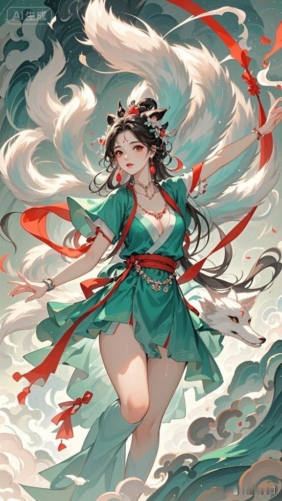 仙气飘飘的古典美人，云雾缭绕的梦幻仙境