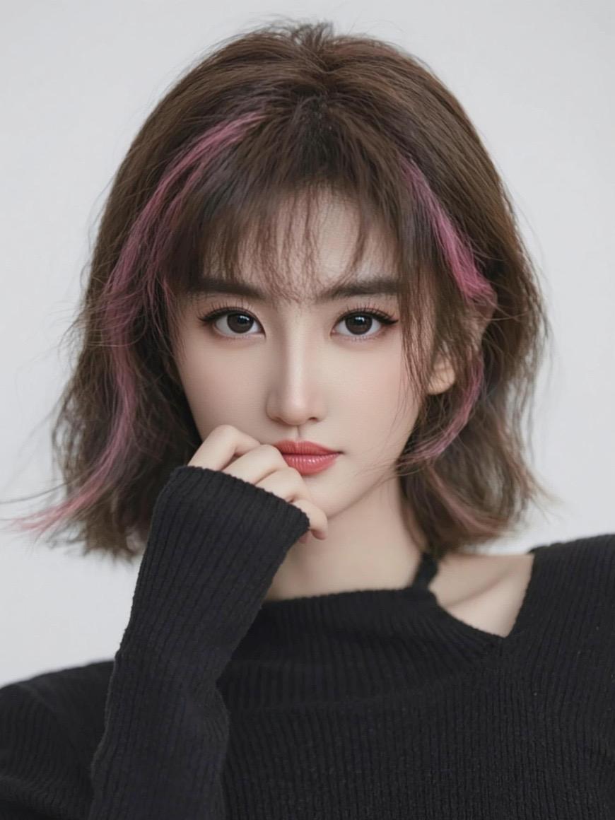 AI粉调氛围感写真随变ai随便玩晒晒我的绝美发色初恋锁骨发