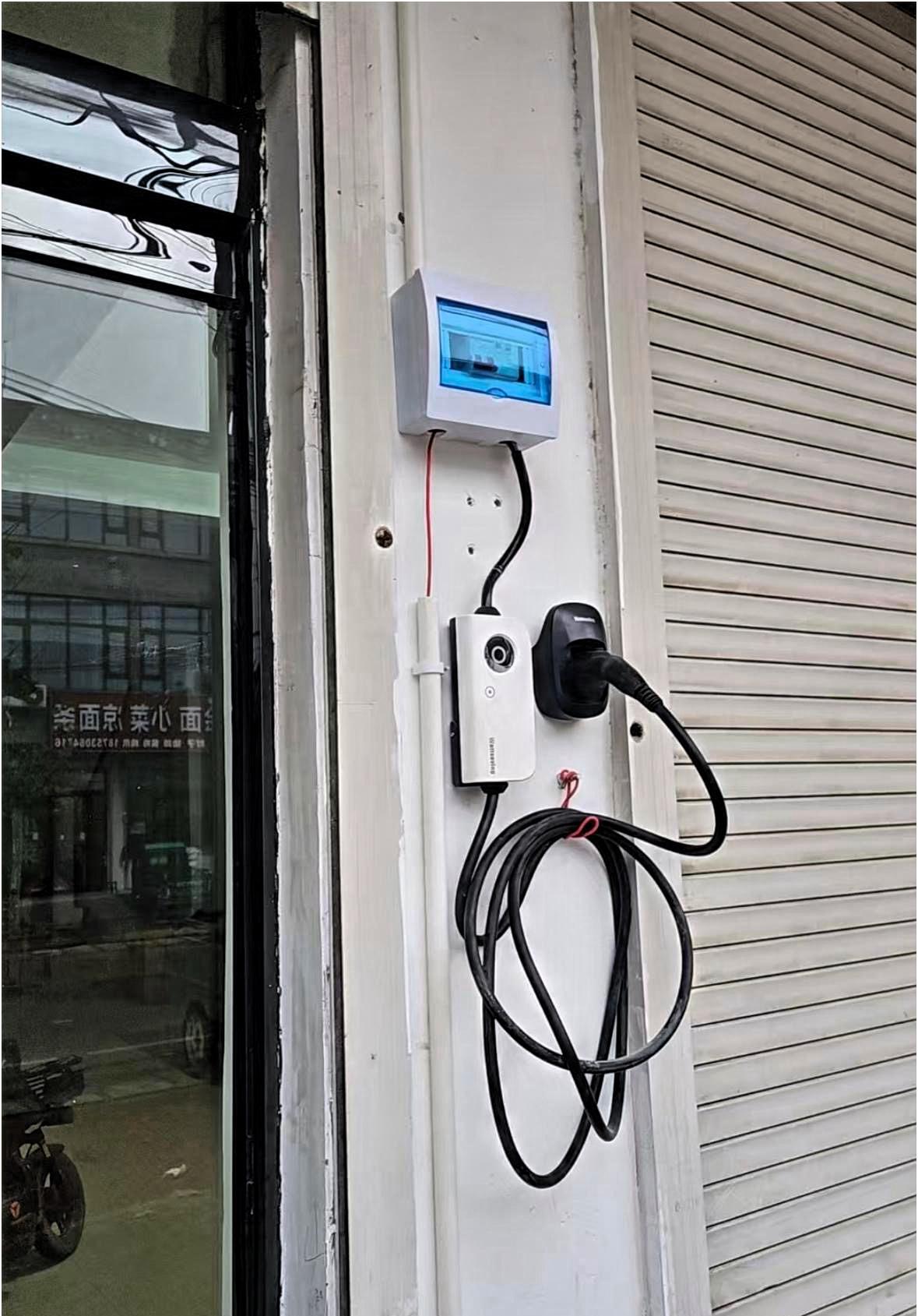 7kw充电桩安装距离电表17米，自己安装的，一共用了34米铝线，25平方的，2