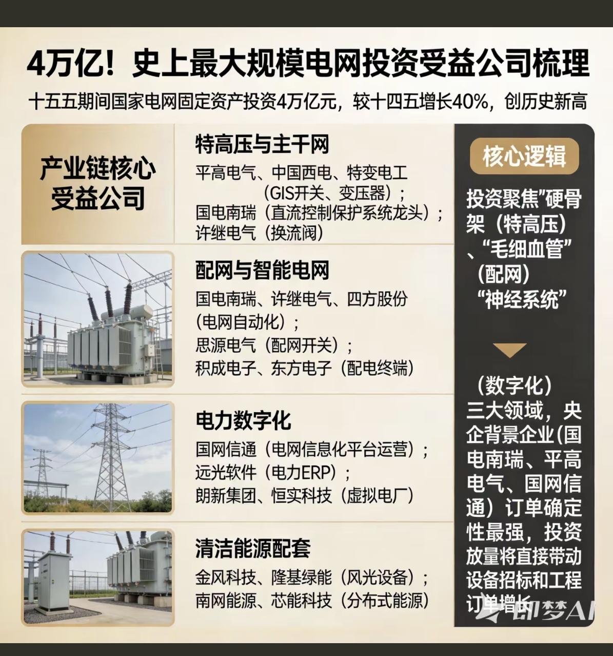 4万亿！史上最大规模电网投资！十五五期间国家电网固定资产投资4万亿，较十四五