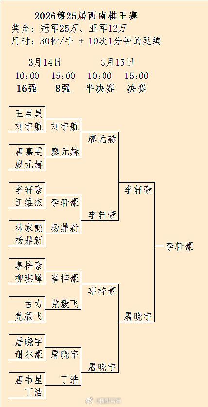 李轩豪（胜屠晓宇）夺第25届西南棋王赛冠军围棋