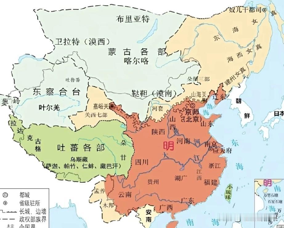 画这种地图的人不知道想表达什么，把大明画的那么小，只控制着汉地十八省，明显别有用