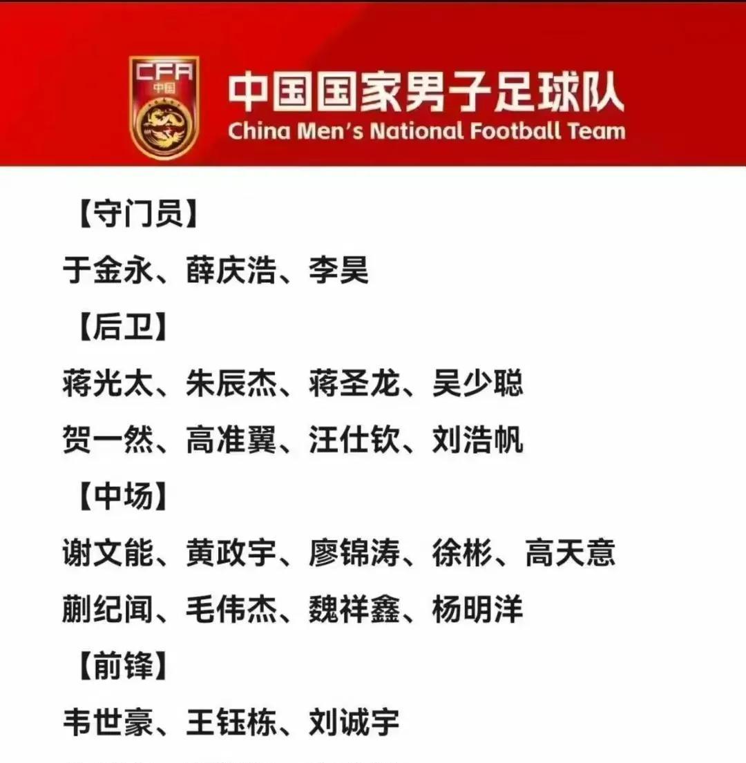 传言中的新一届国足名单下面的这个图片上的名单是这几天在传言中的新一届国家队队员