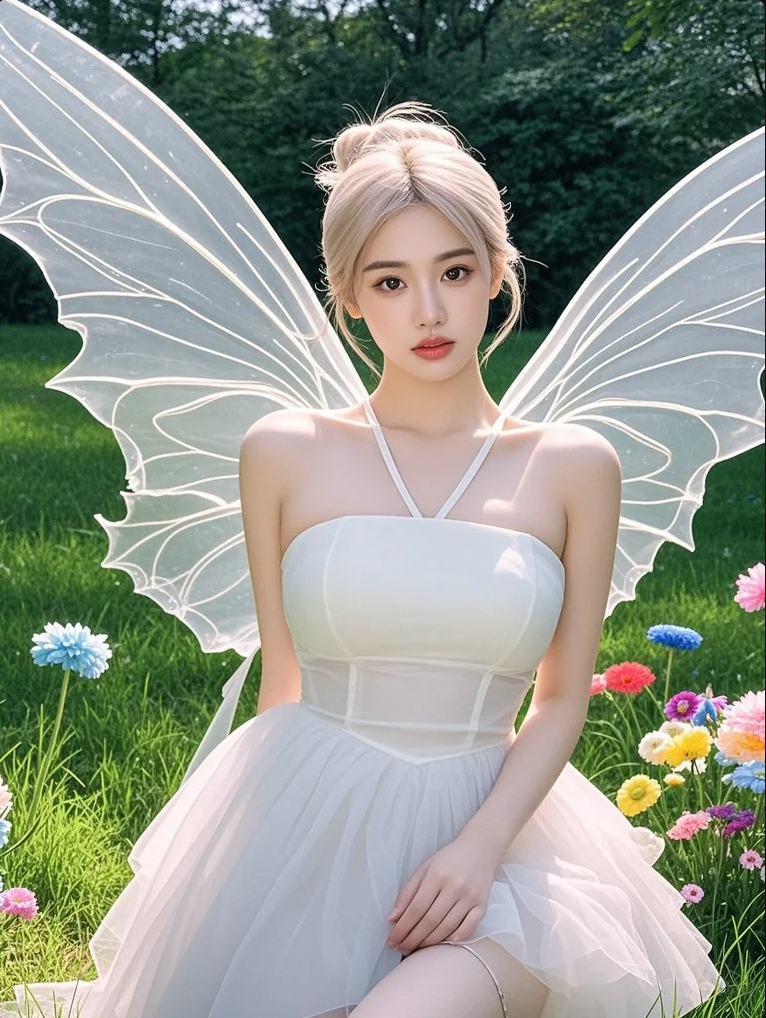 精灵女孩，在绿意中缓缓绽放光芒