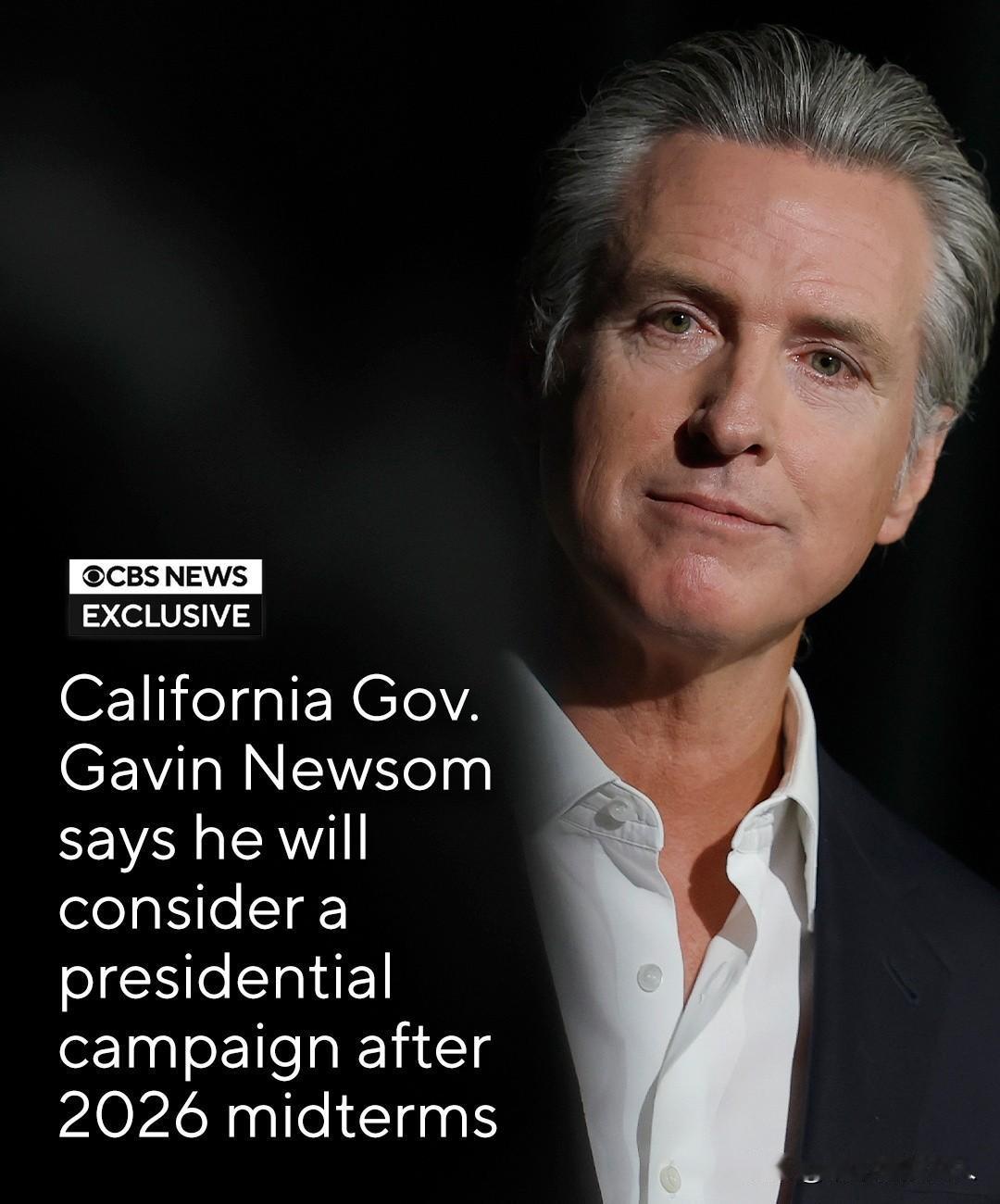 哇塞！一个不起眼的新闻。Newsom将在美中期选举之后考虑2028.美国总